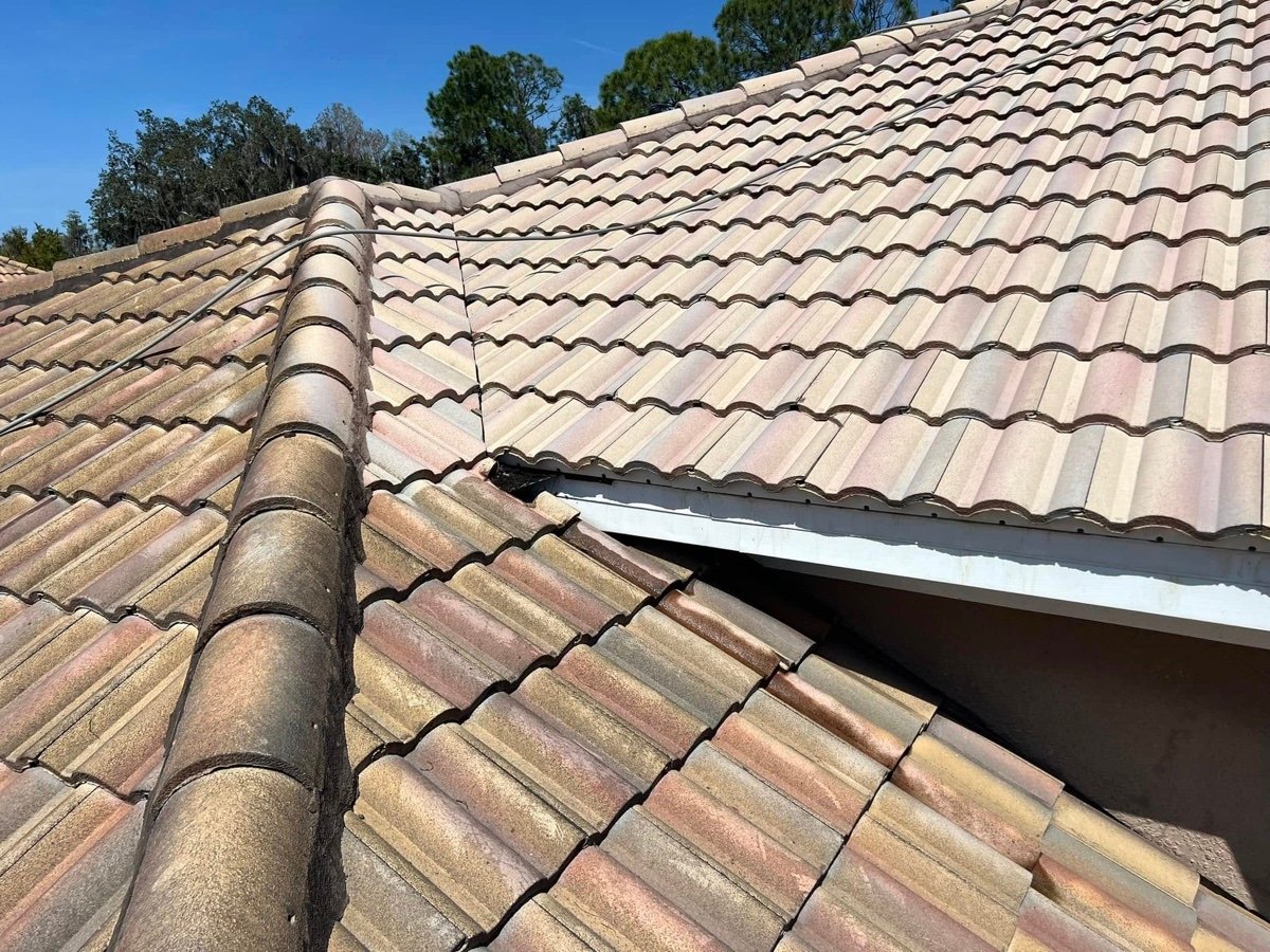 Clean barrel tile roof after a soft wash